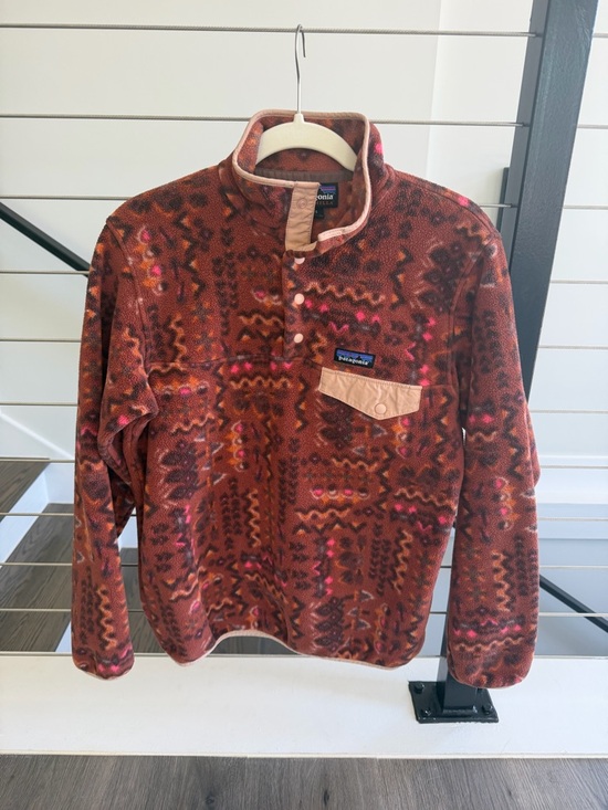 Patagonia Jackets & Blazers - Patagonia Rust Multi Snap-T Fleece Pullover with Tan Chest Pocket
